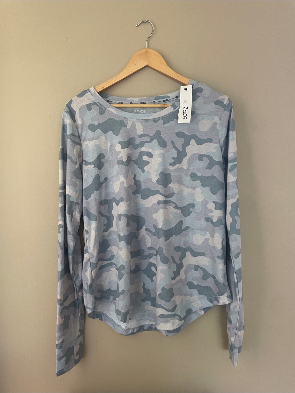 ZELOS Light Blue & Light Gray Camo Long Sleeve Tee
